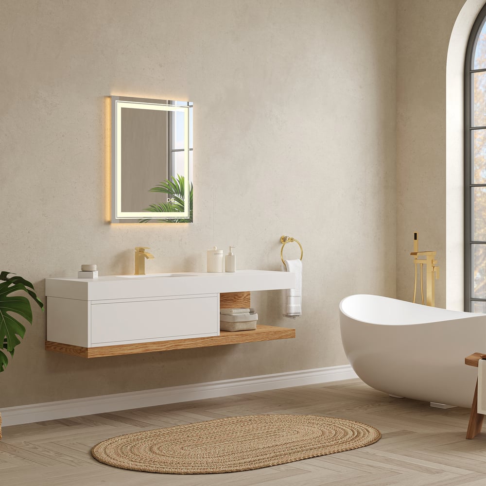 Customer Reviews for 1500mm Modern Floating Bathroom Vanity Set With Single Basin Wall-Mount White & Natural