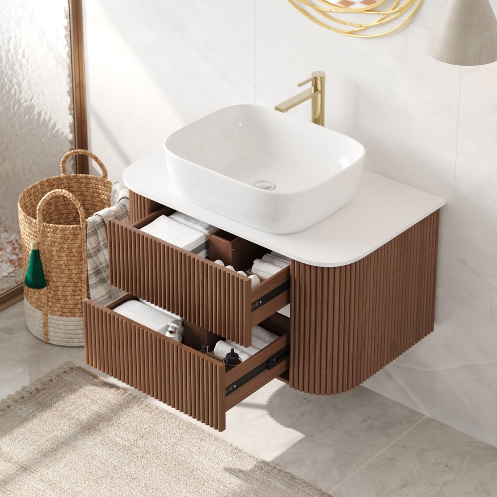 Customer Reviews for 800mm Fluted Floating Bathroom Vanity with Single Basin Sintered Stone Top