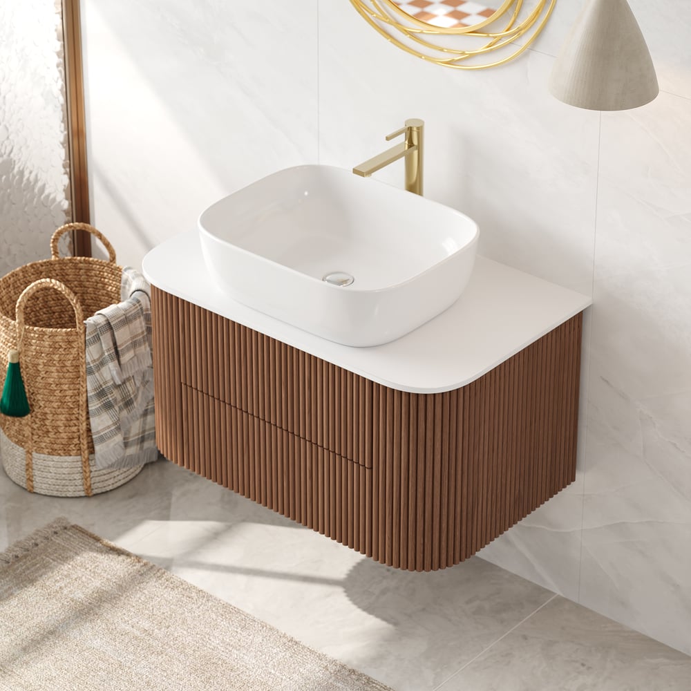 Customer Reviews for 800mm Fluted Floating Bathroom Vanity with Single Basin Sintered Stone Top