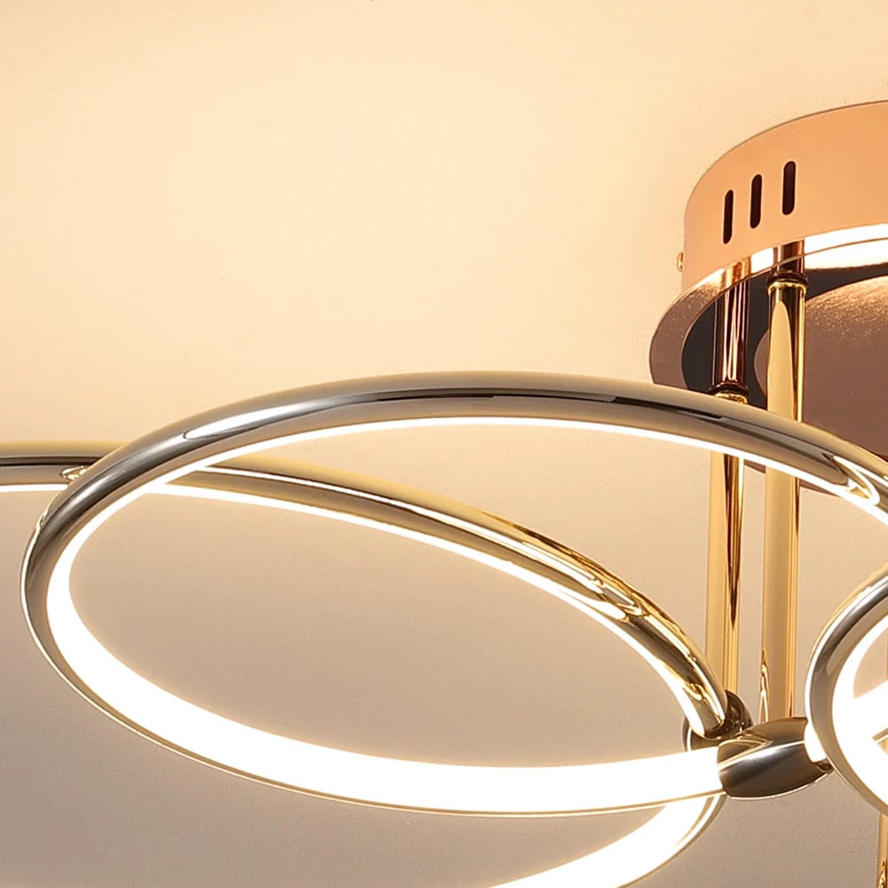 Vragen en antwoorden voor Gouden semi-verzonken plafondlamp cirkel acryl kroonluchter 6-licht