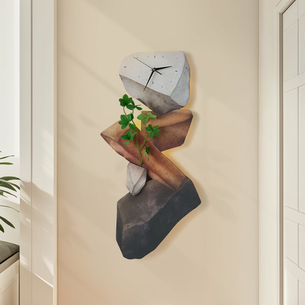 Avaliações de clientes sobre Relógio de parede LED Rock de 31,5" com controle remoto — alimentado por USB, decoração de planta falsa, regulável