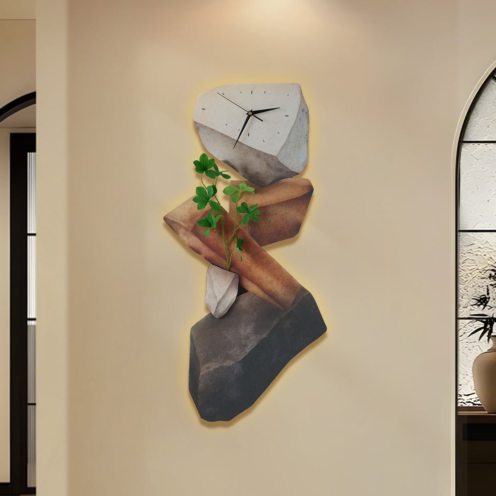 Avaliações de clientes sobre Relógio de parede LED Rock de 31,5" com controle remoto — alimentado por USB, decoração de planta falsa, regulável