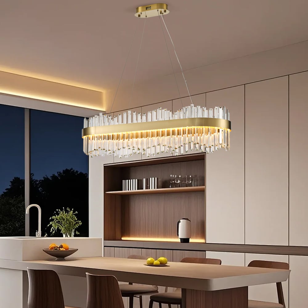 Avaliações de clientes sobre Lâmpada LED Crystina Modern Crystina Kitchen Island com controle remoto
