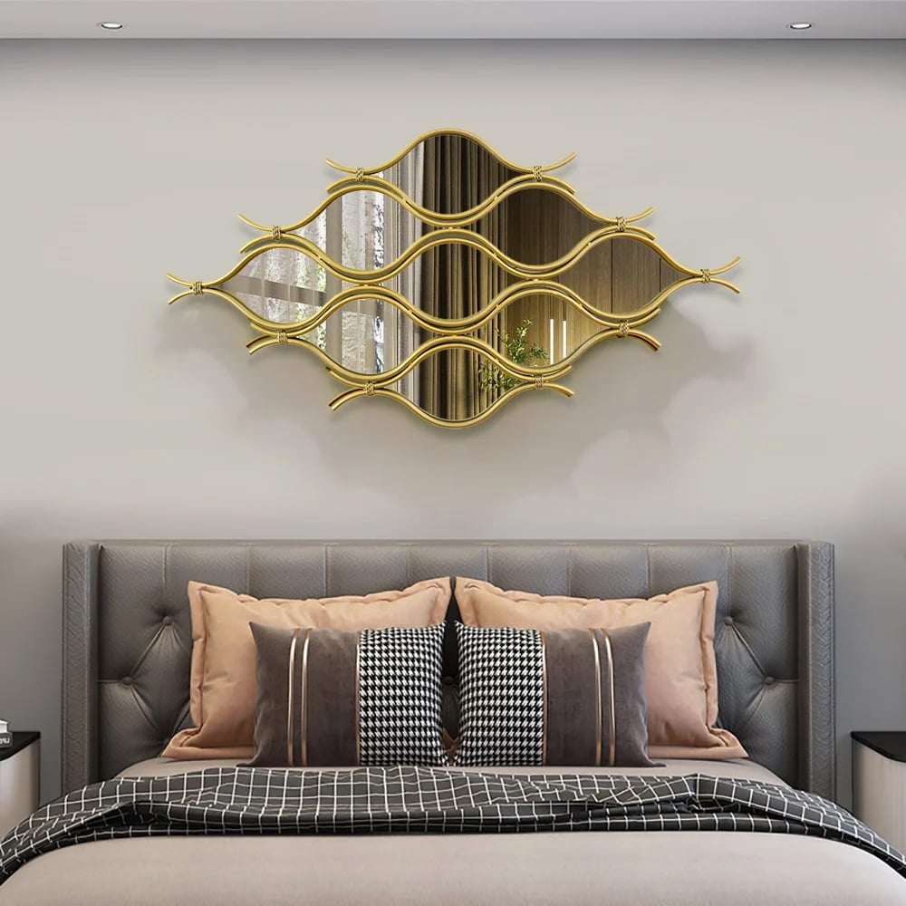 Questions and Answers for 39.4" Glam Irregular Geometric Gold Metal Abstract Wall Mirror for Entryway