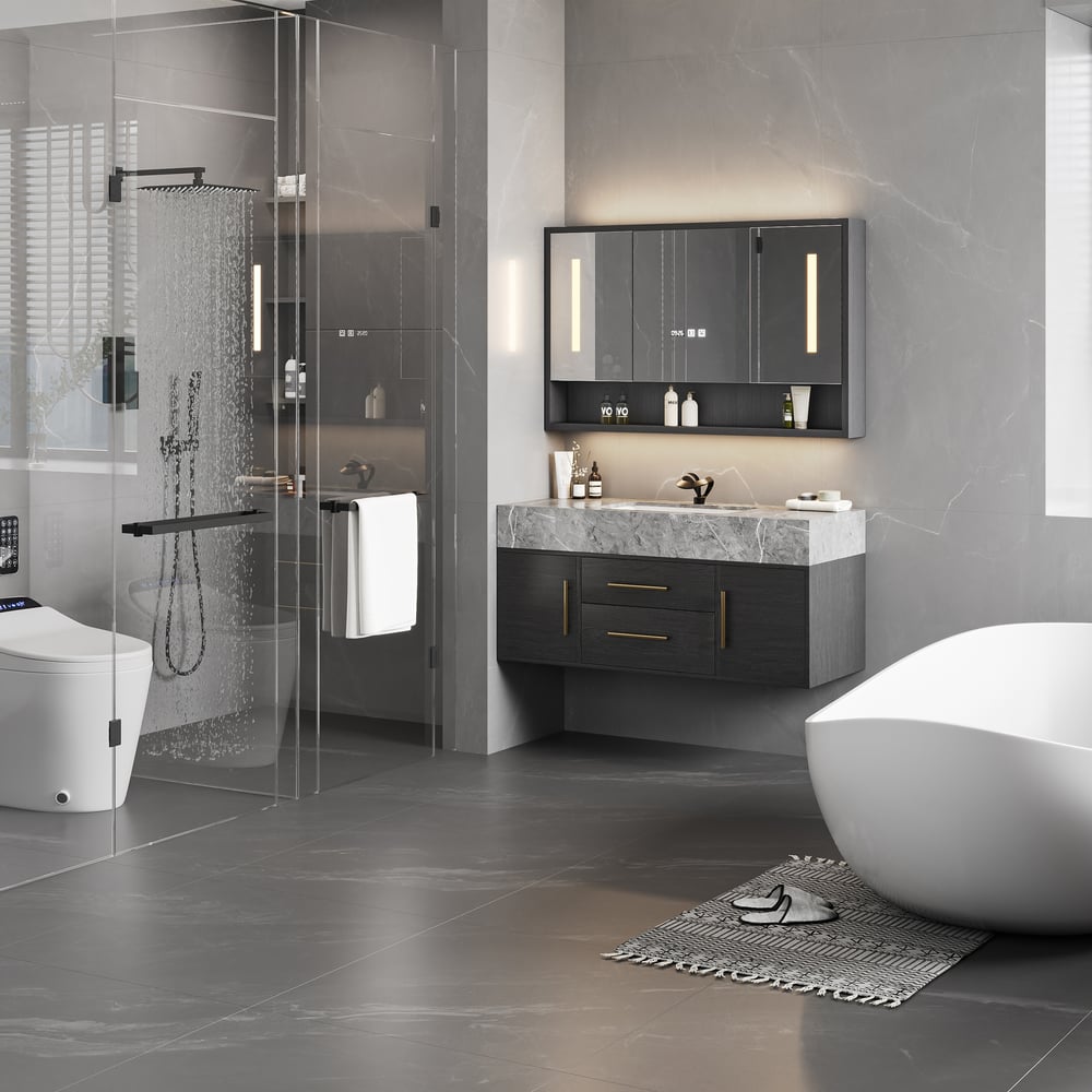 Customer Reviews for 1000mm Black LED Medicine Cabinet with Adjustable Lighting, Demister & Digital Clock