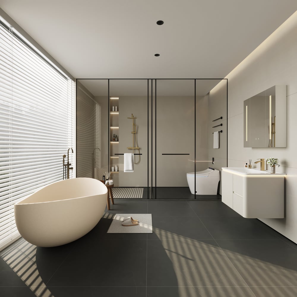 Recensioni dei clienti per Set da bagno galleggiante moderno a LED bianco caldo da 31,5 pollici con lavandino