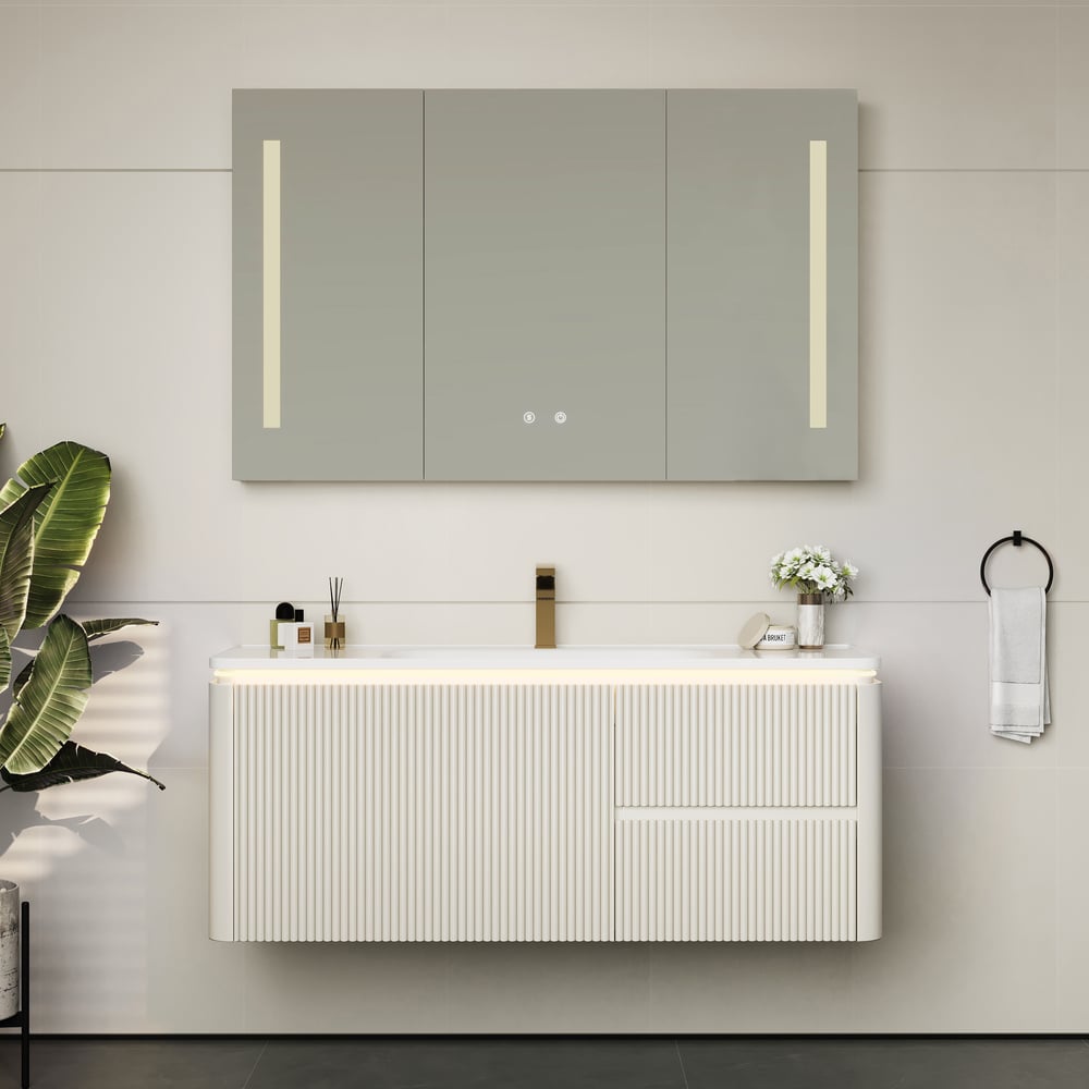 Questions and Answers for Bathroom Vanity Set 1200mm Modern Warm White LED Floating Bathroom Vanity with Sink