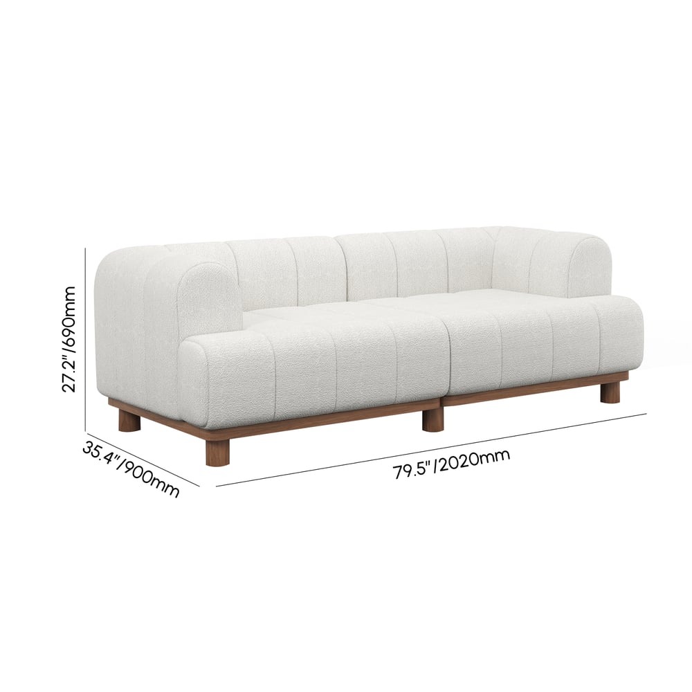 80" Boucle 2-Piece Sofa with Wood Legs weights dimensions image