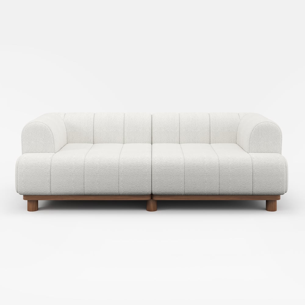 80" Boucle 2-Piece Sofa with Wood Legs - Thumbnail 5