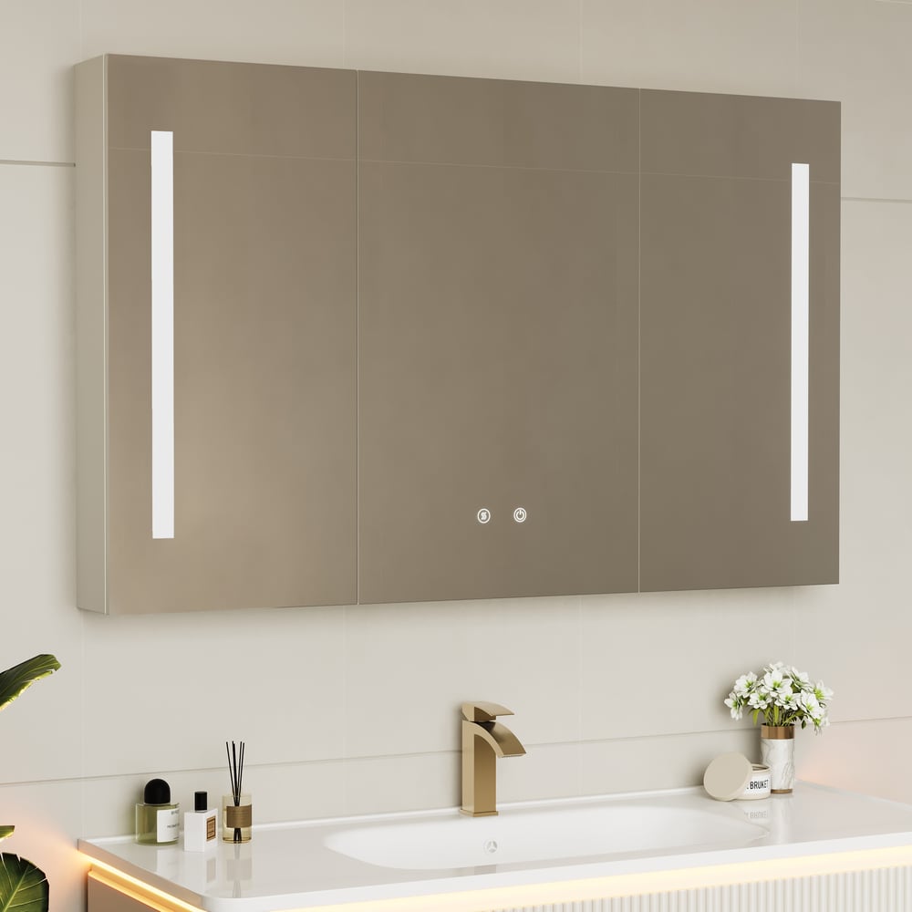 Questions et Réponses pour Miroir de vanité d'armoire à pharmacie LED mural moderne de 1200 mm avec rangement
