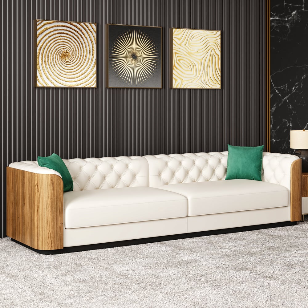 Recensioni dei clienti per Divano a 3 posti trapuntato in ecopelle Wovent 111"