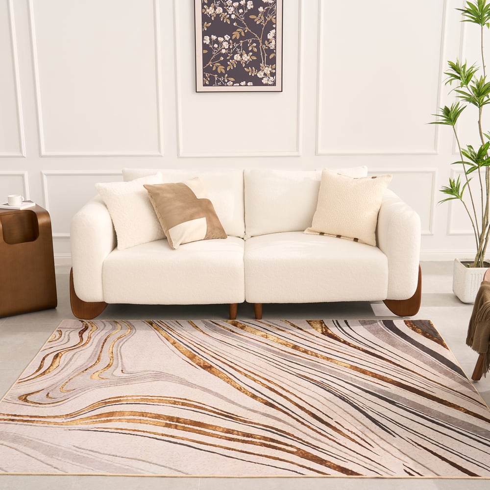 Avis Clients sur Tapis Art déco abstrait de luxe de 1500 mm x 2100 mm avec motif en marbre