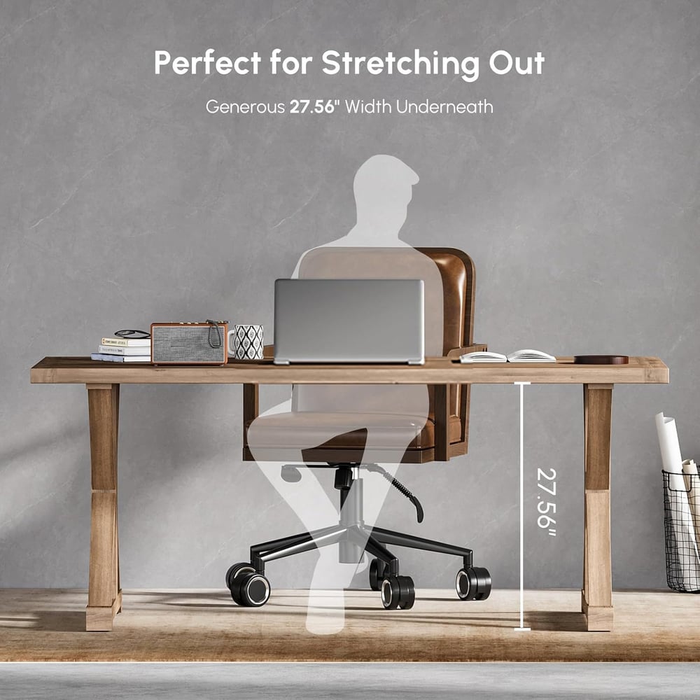 Avis Clients sur Bureau de ferme rectangulaire de style vintage en bois de pin naturel (1500 mm)