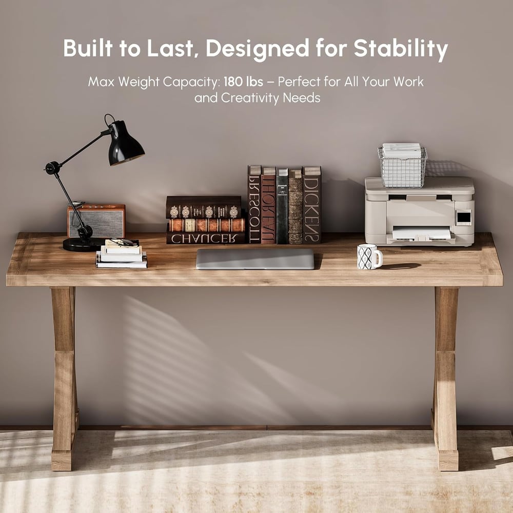 Avis Clients sur Bureau de ferme rectangulaire de style vintage en bois de pin naturel (1500 mm)