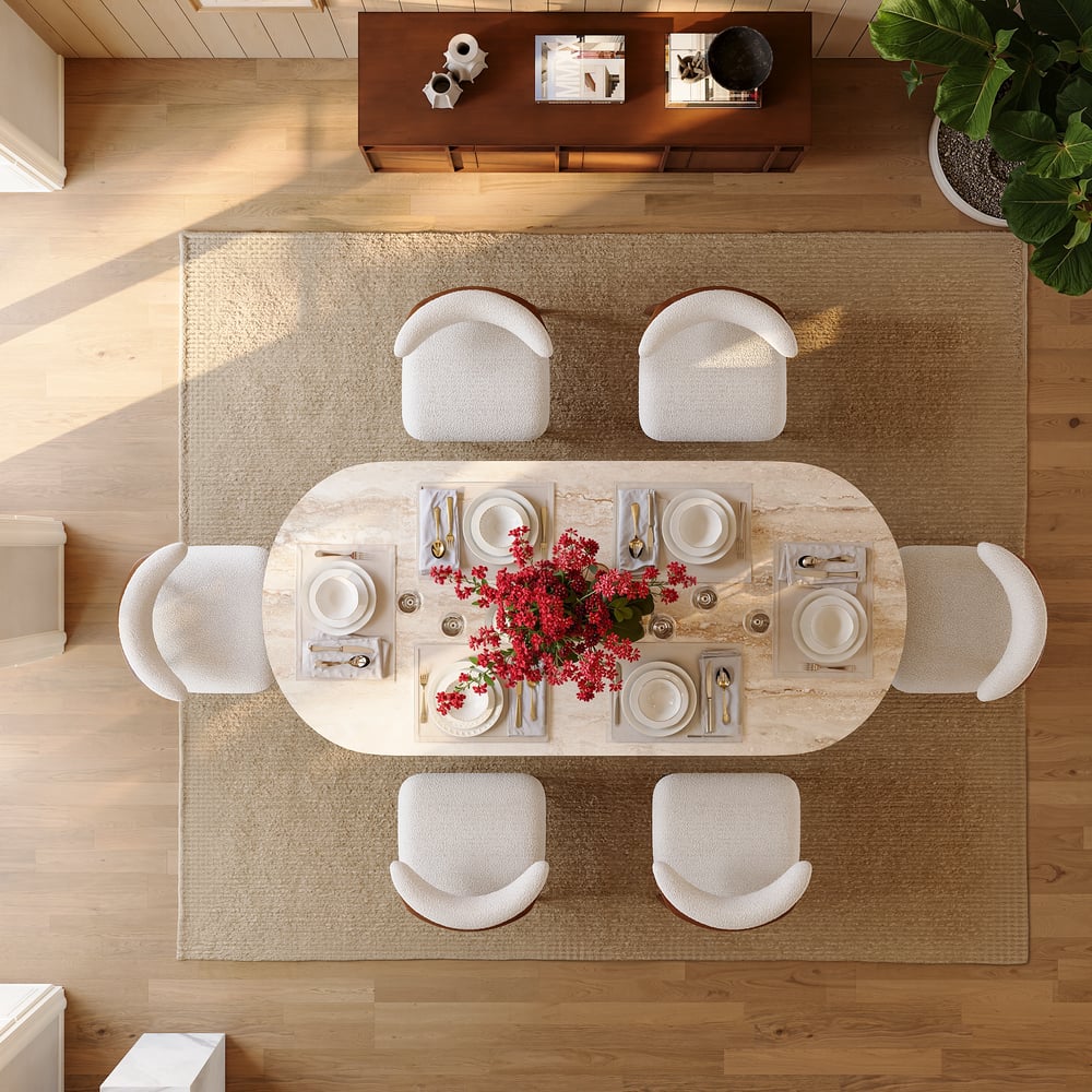 Customer Reviews for 1800mm Faux Travertine Oval Dining Table with Fluted Base & Storage