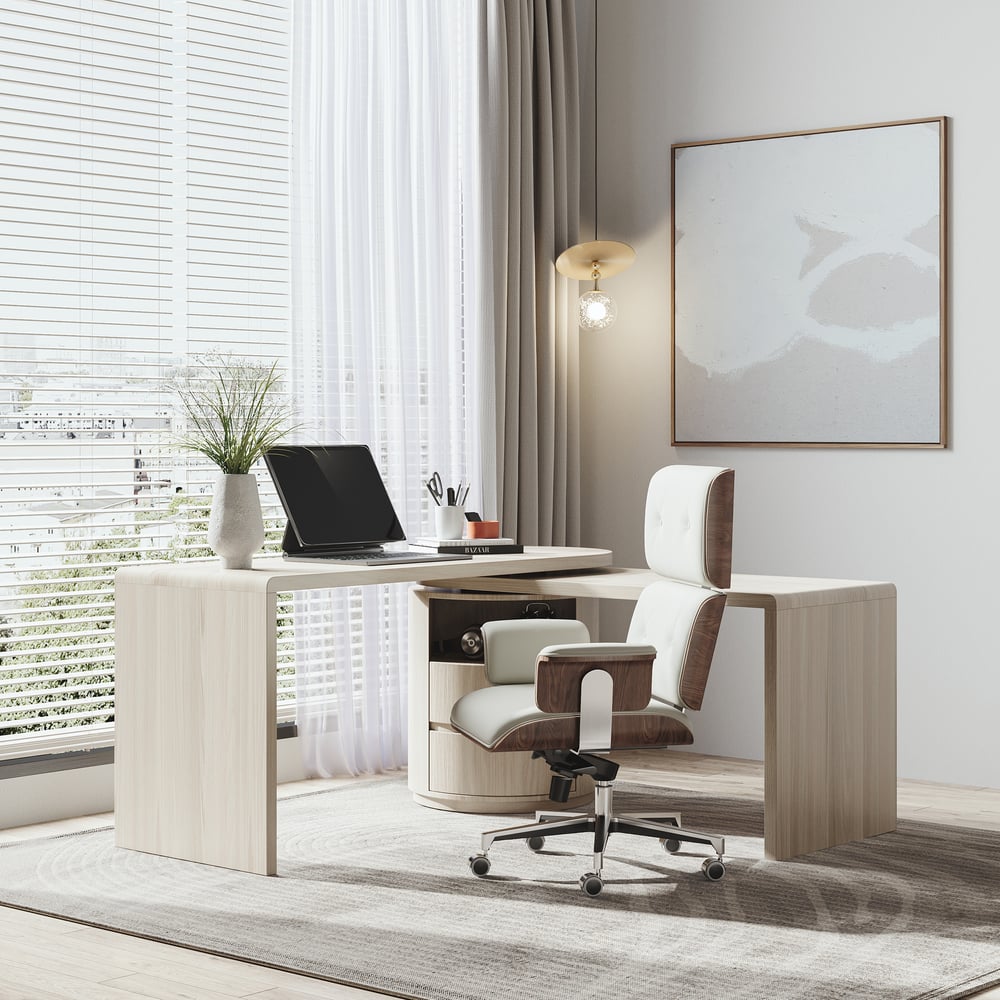 Questions et Réponses pour Bureau exécutif rotatif moderne en forme de L avec tiroirs (1520 mm)