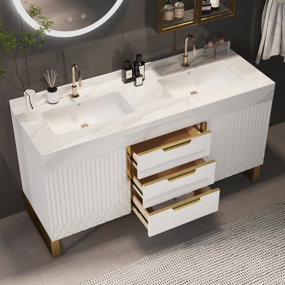 Questions et Réponses pour Aro Meuble de salle de bain double vasque 120 cm