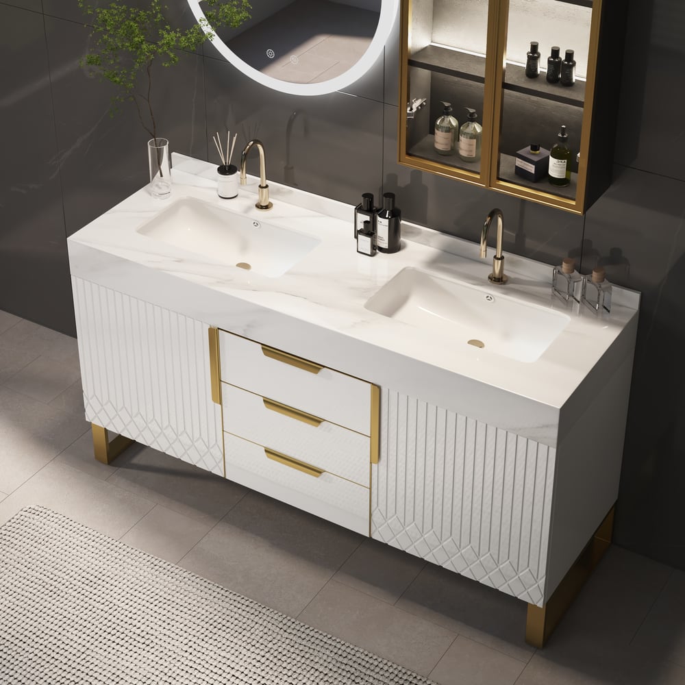 Questions et Réponses pour Aro Meuble de salle de bain double vasque 120 cm