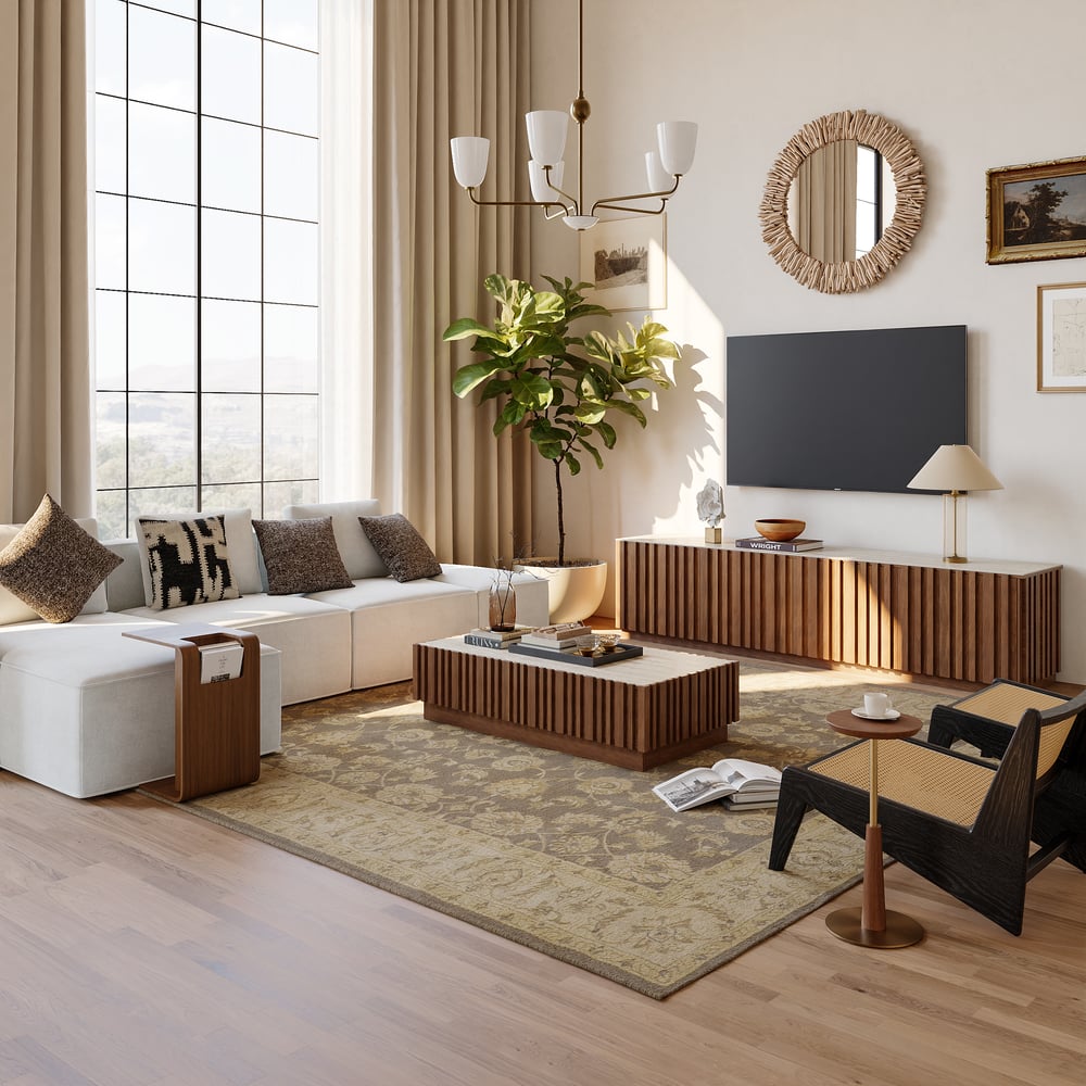 Perguntas e respostas para Mesa de café de ripas de madeira de freixo Aura 1200 mm com tampo de pedra sinterizada