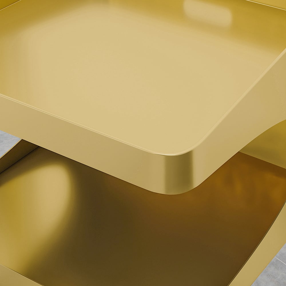 Avis Clients sur Table de chevet moderne en métal doré ouvert avec 2 étagères