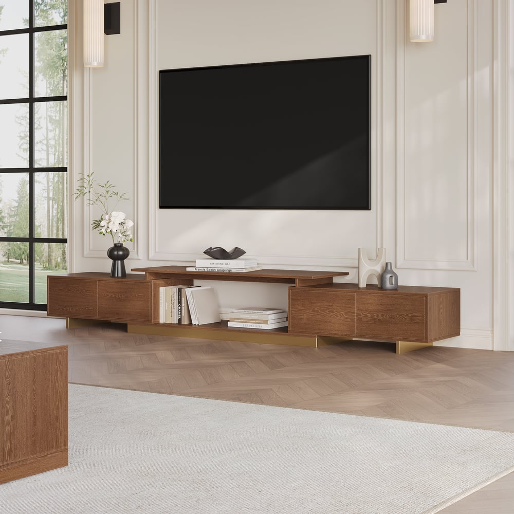 Questions et Réponses pour Meuble TV extensible Mordel 160 à 240 cm noyer avec rangement