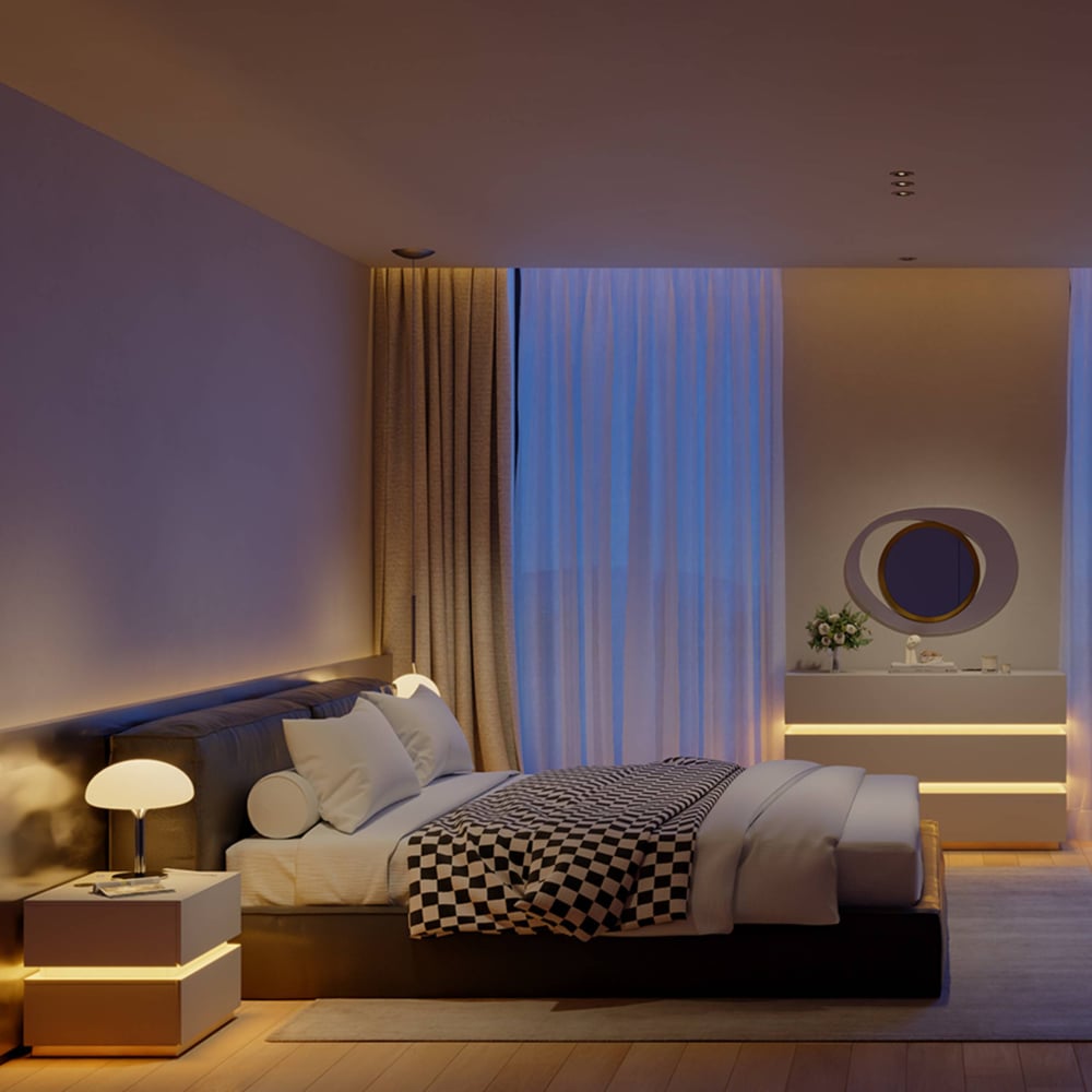 Avis Clients sur Commode LED blanche moderne à 6 tiroirs Lumio 1200mm, armoire de rangement pour chambre à coucher