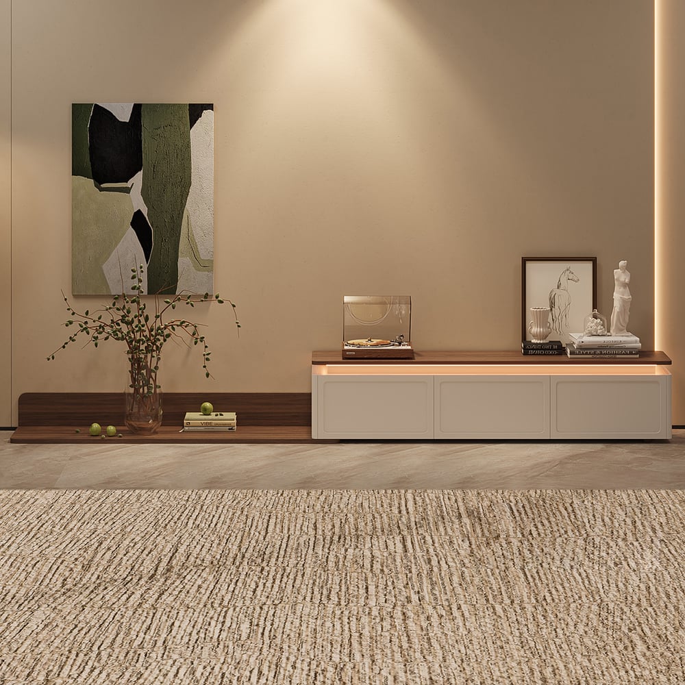 Questions and Answers for Ambra Extendable TV Stand with 3 Drawers and Light(1800mm-3300mm)