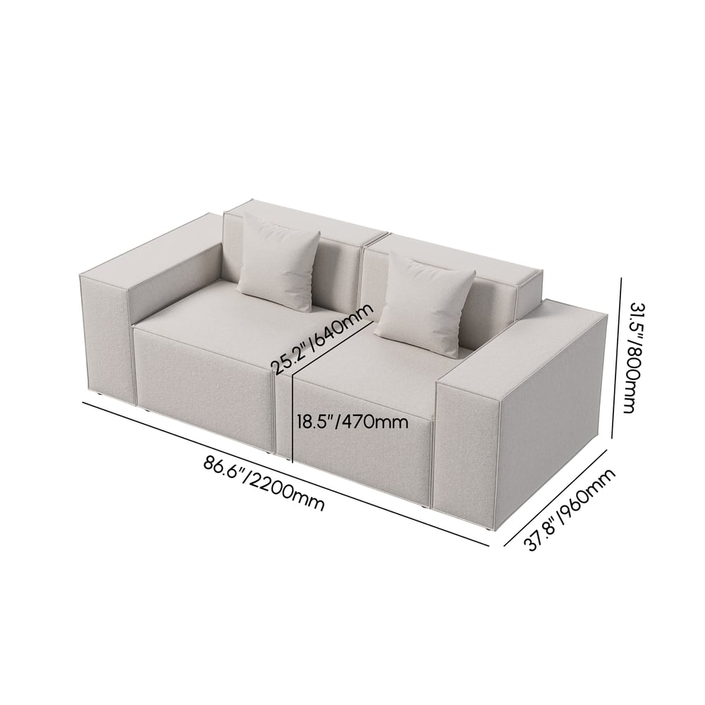 87" 2-Piece Modular Anti-scratch Performance Velvet Sectional weights dimensions image