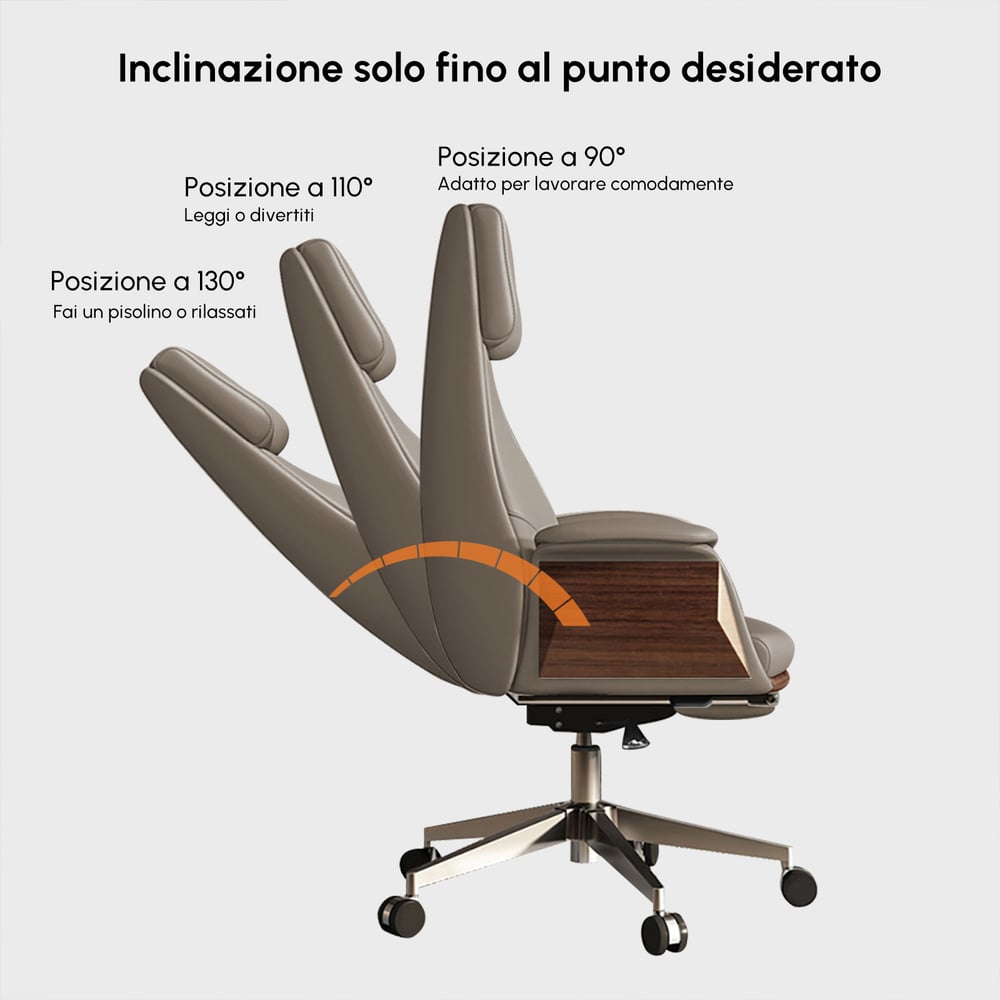 Avis Clients sur Fauteuil de bureau pivotant en simili cuir avec haut dossier, fonction d'inclinaison et repose-pieds en kaki