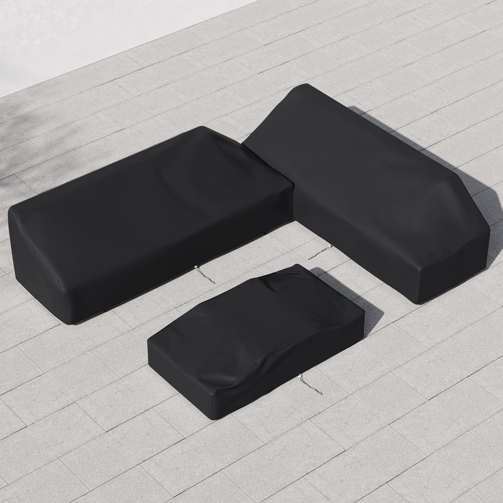 Questions et Réponses pour Ensemble de 4 canapés d'extérieur modulaires en aluminium et teck avec housses pour 6 personnes en gris clair