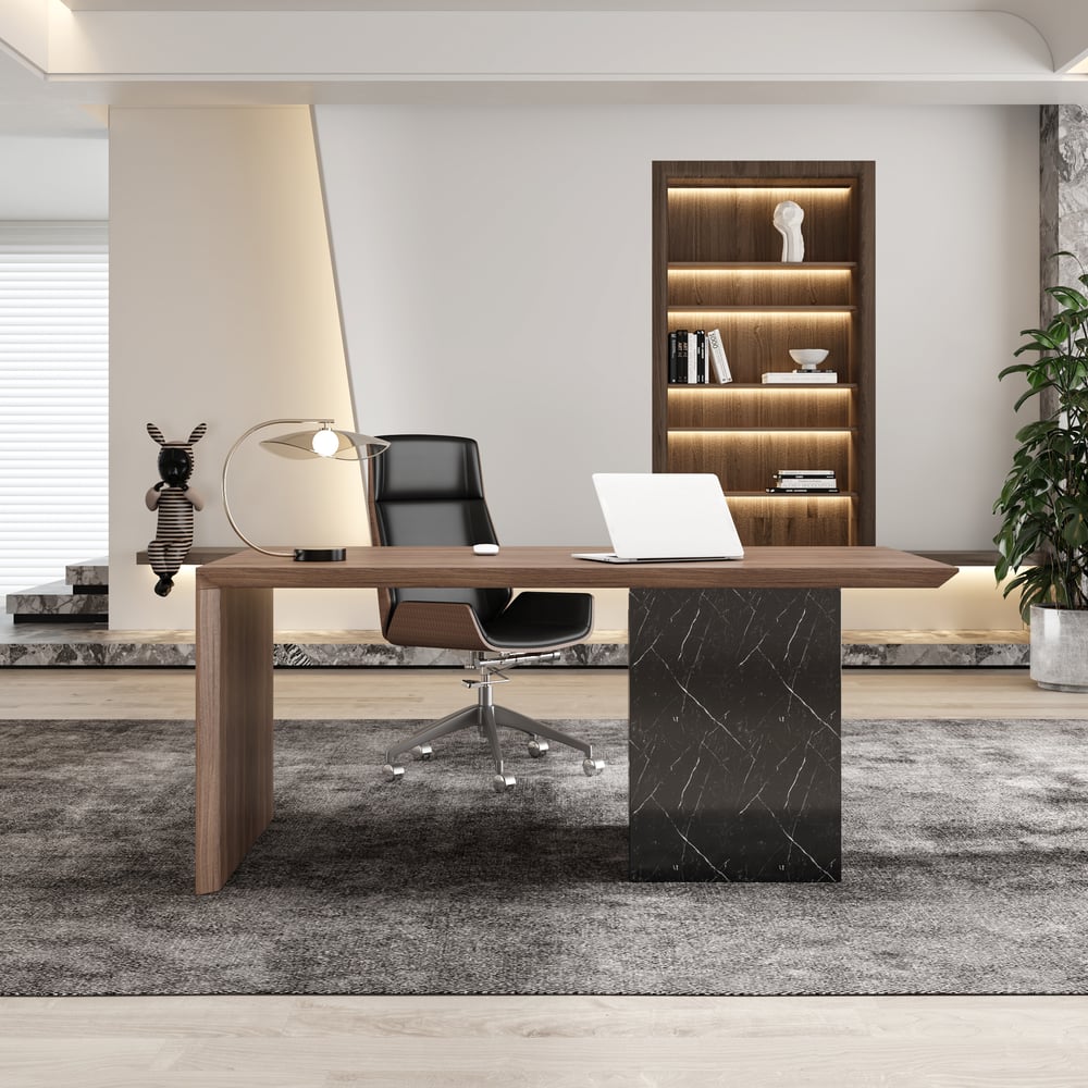 Questions and Answers for Modern Black & Walnut Home Office Desk with Movable File Cabinet (1520mm)