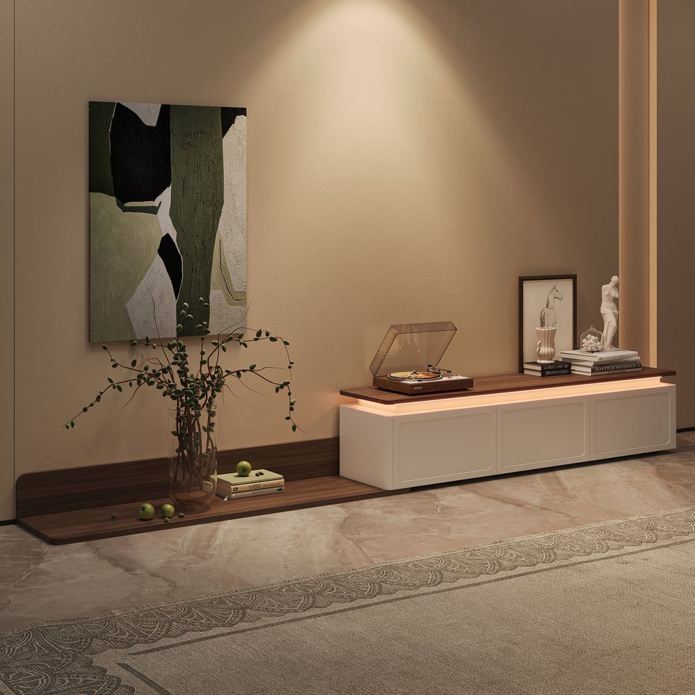 Questions and Answers for Ambra Extendable TV Stand with 3 Drawers and Light(1800mm-3300mm)