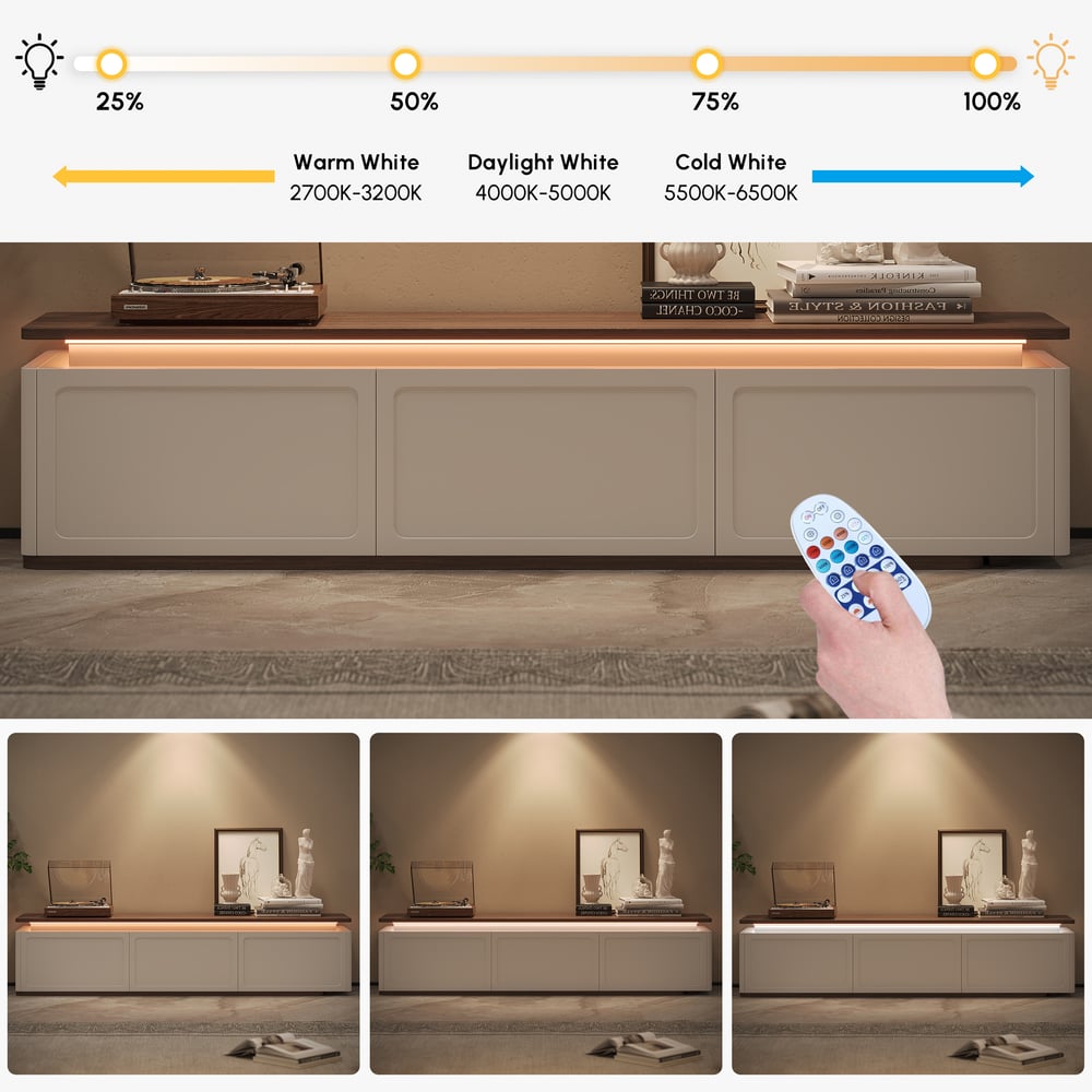 Questions and Answers for Ambra Extendable TV Stand with 3 Drawers and Light(1800mm-3300mm)