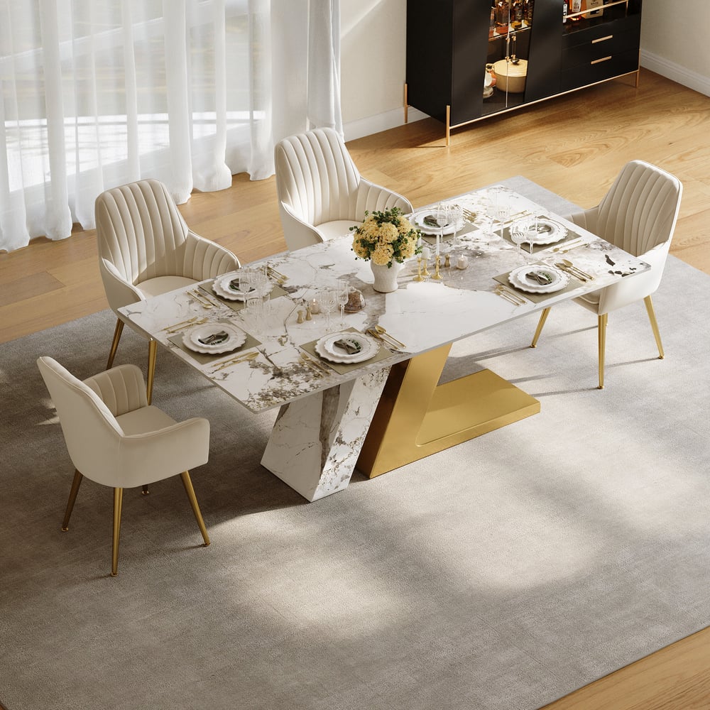 Customer Reviews for Luxotic Modern 2000mm White Dining Table for 8 Rectangle Sintered Stone Stainless Steel