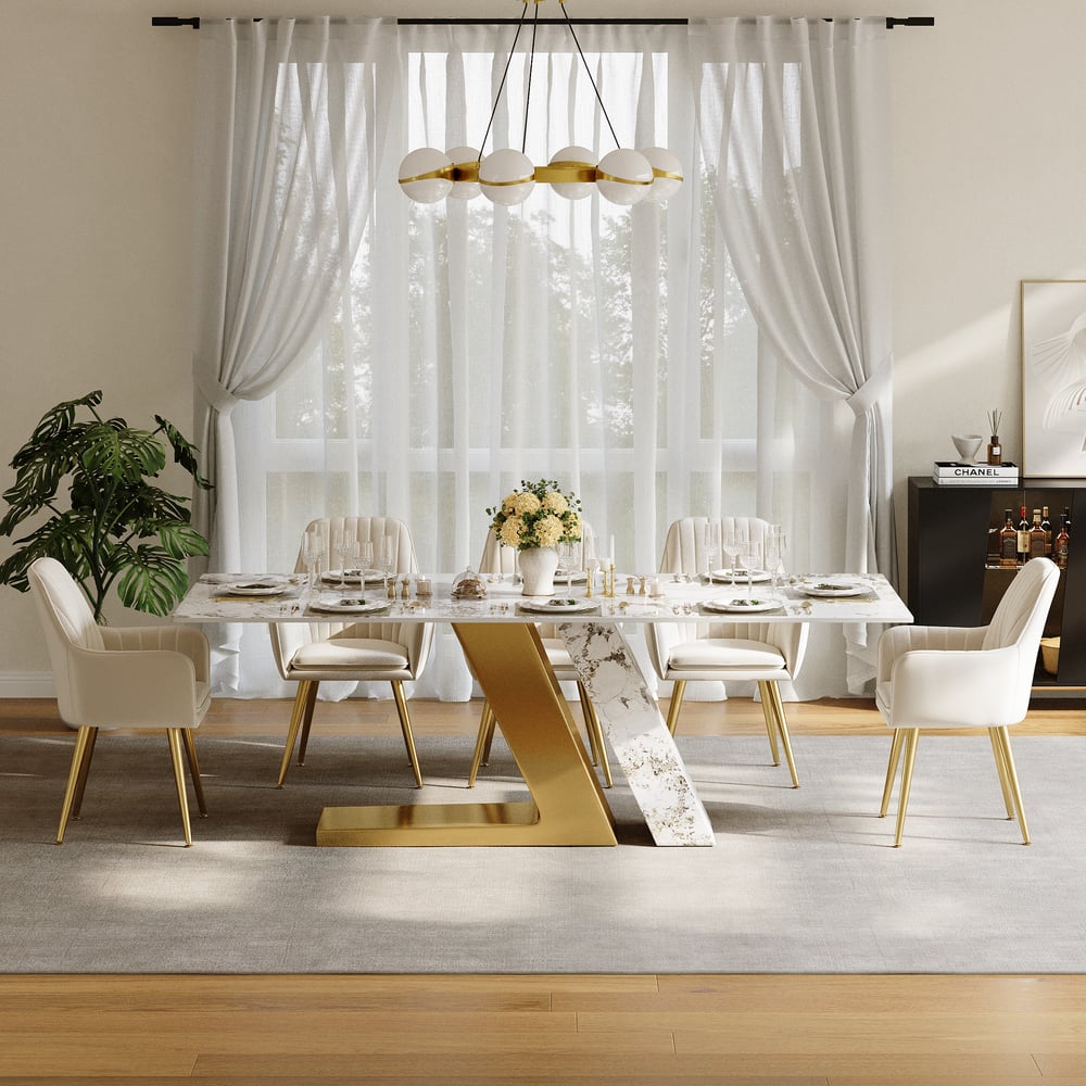 Avaliações de clientes sobre Mesa de jantar retangular moderna luxuosa de 2200 mm, com tampo em pedra sinterizada