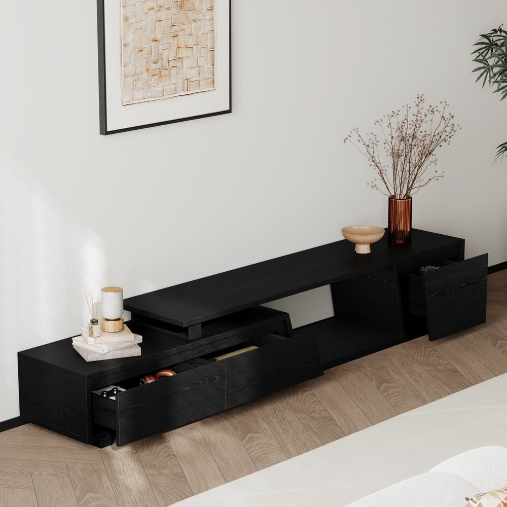 Avaliações de clientes sobre Suporte de TV extensível Fero Black com 3 gavetas (1800 mm a 2800 mm)