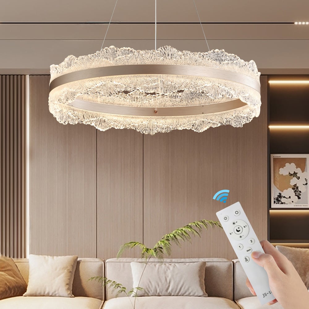 Perguntas e respostas para Lustre de cristal acrílico moderno de 600 mm com três temperaturas de cor e controle remoto