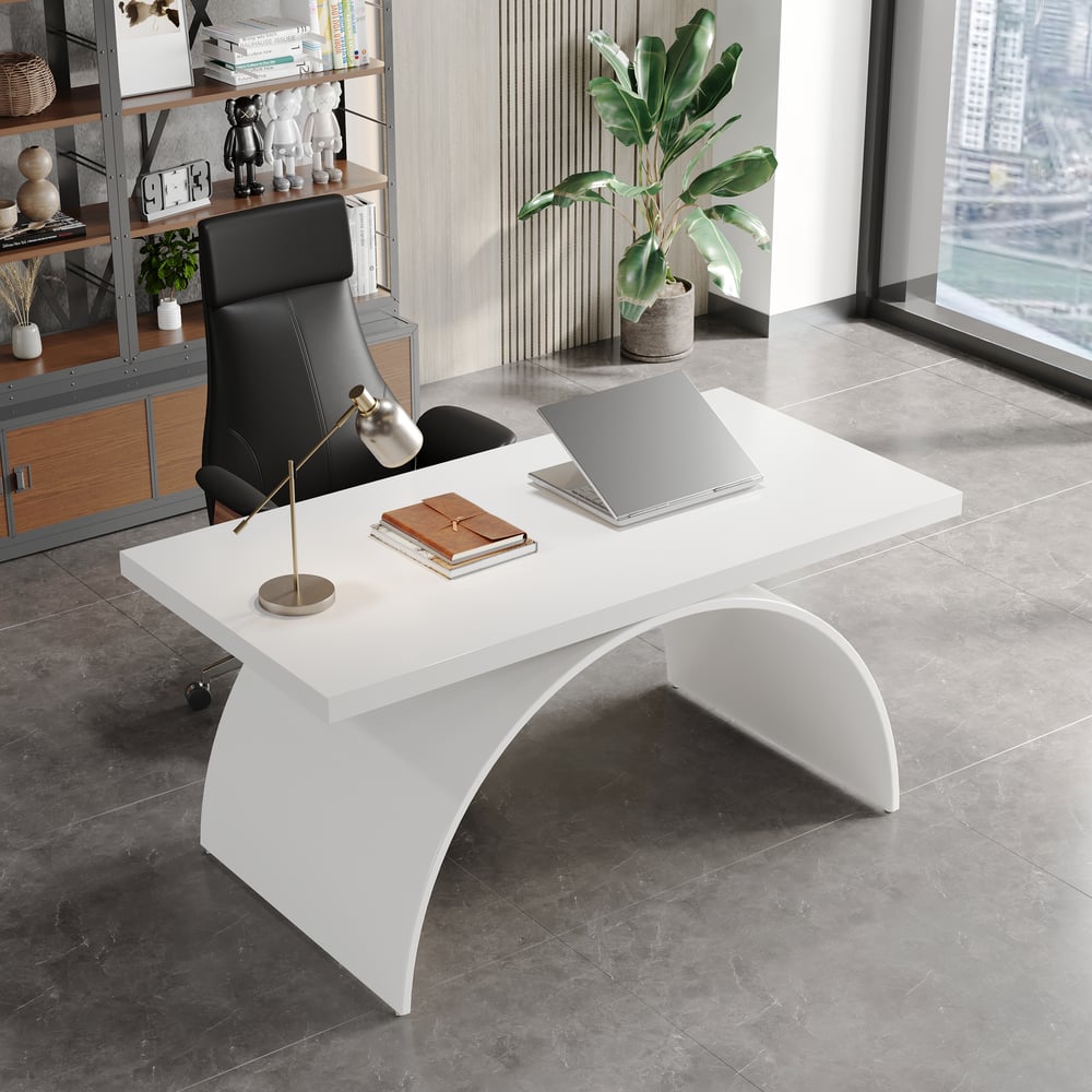 Questions and Answers for Modern White Rectangular Wood Metal Base Office Desk (1600mm )