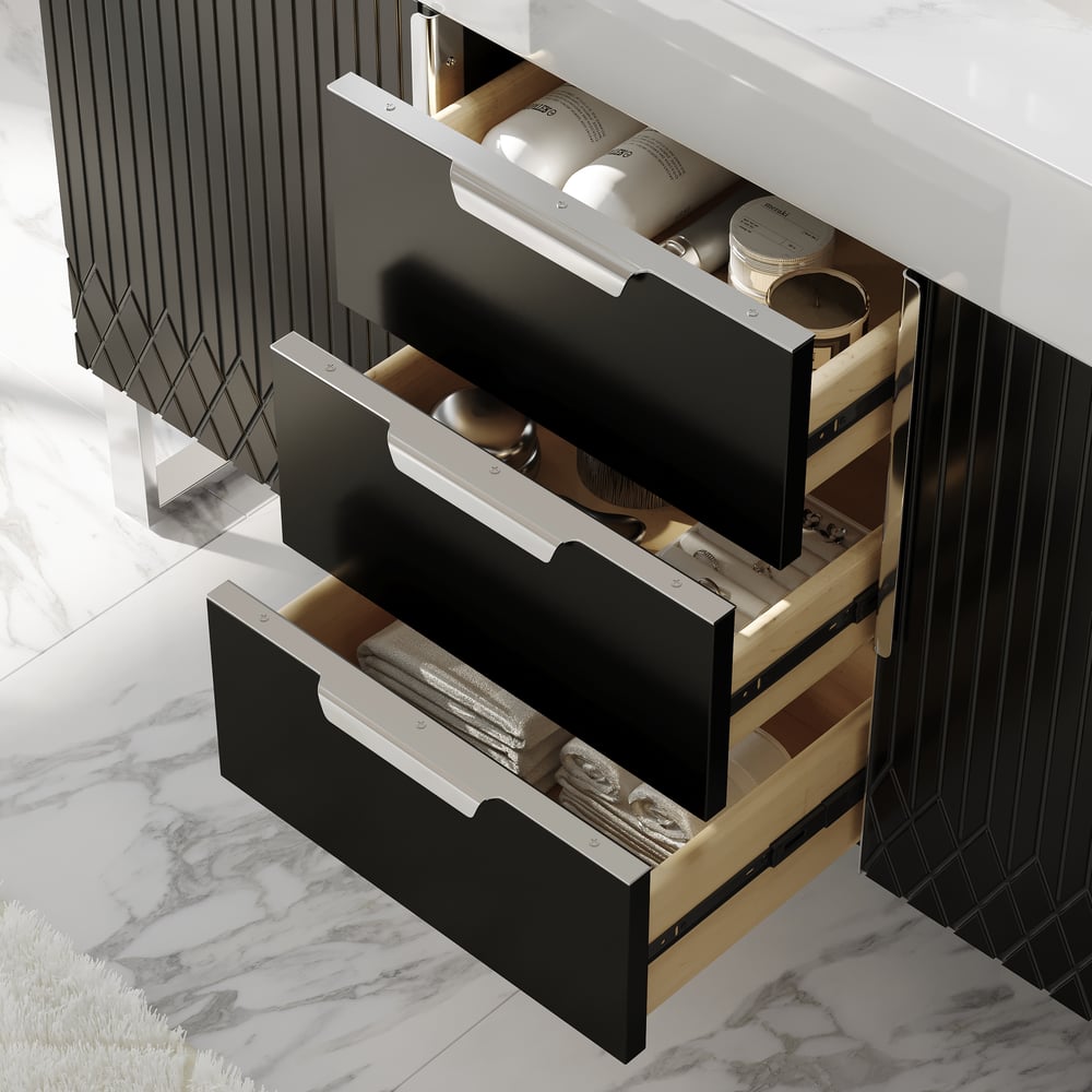 Questions and Answers for Aro Bathroom Vanity Set 1200mm Freestanding Bathroom Vanity Black with Double Sinks