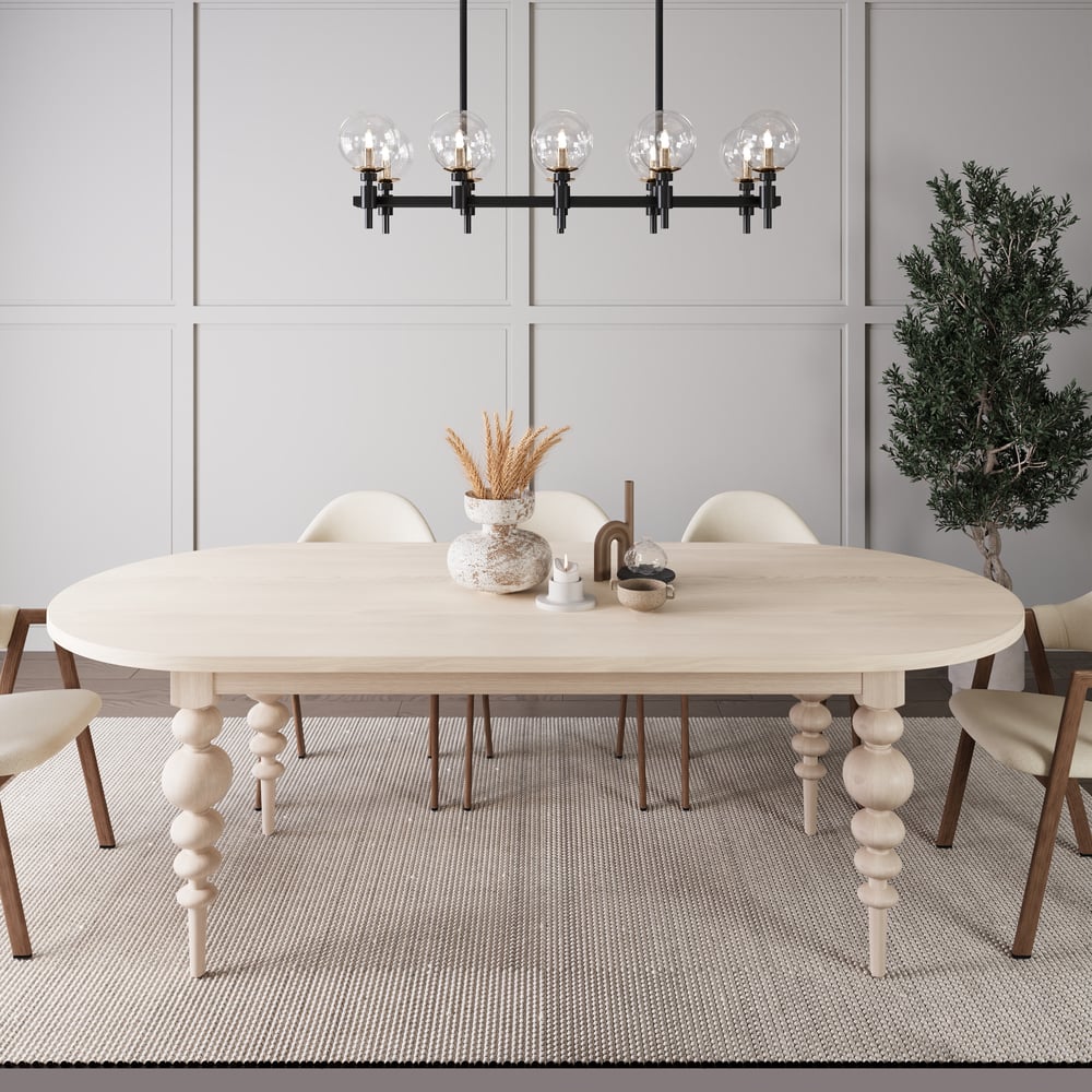 Questions and Answers for 2000mm-2400mm Mid-Century Oval Extendable Dining Table Whitewash Seats 6-10 People