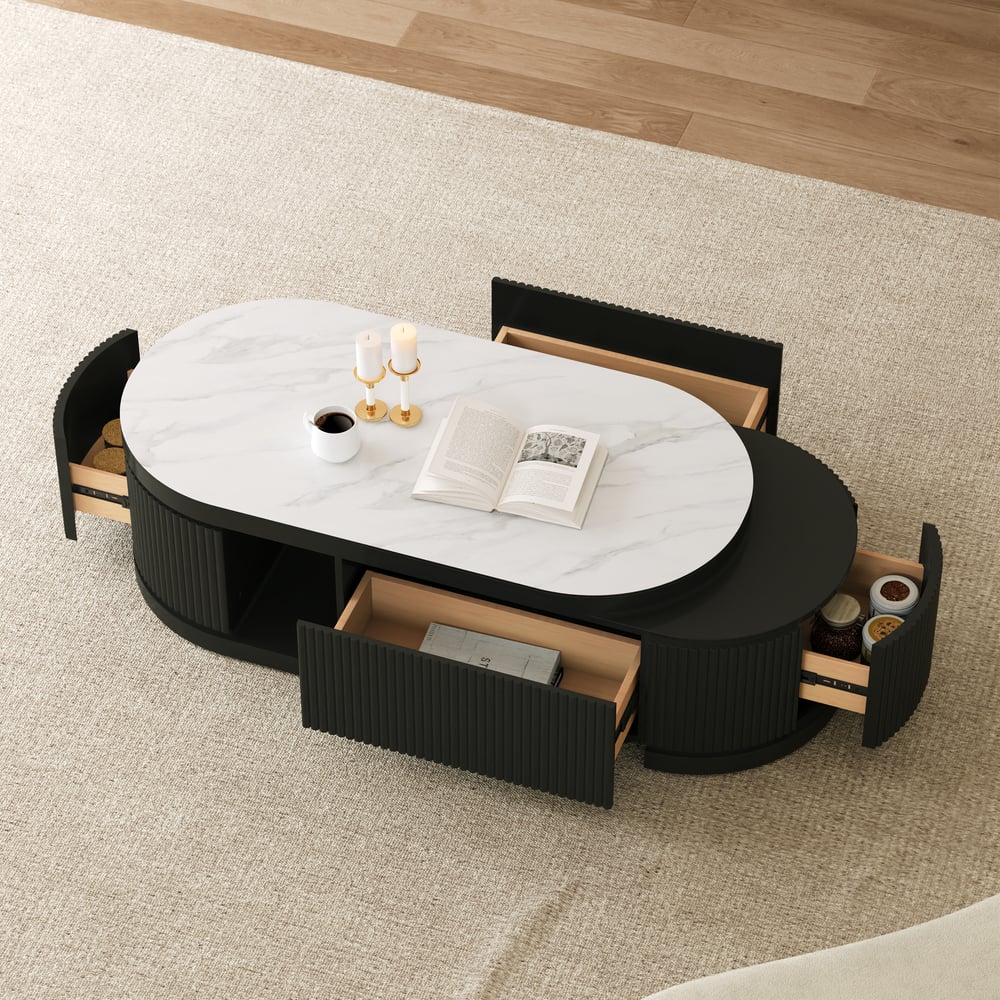 Questions and Answers for Velar 47"-67" Extendable Fluted Coffee Table with Sintered Stone Top & Storage