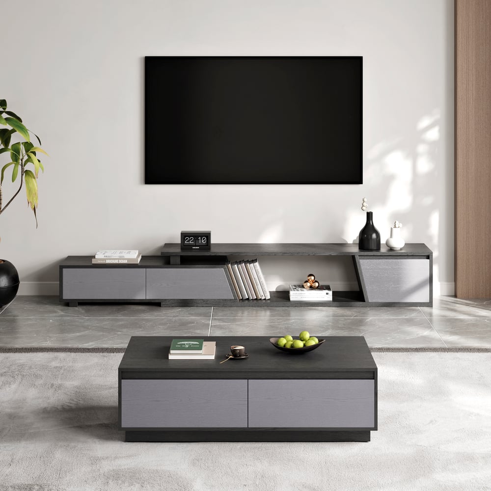 Questions and Answers for Mid Century 120 cm Black Rectangular Coffee Table with 4 Drawers