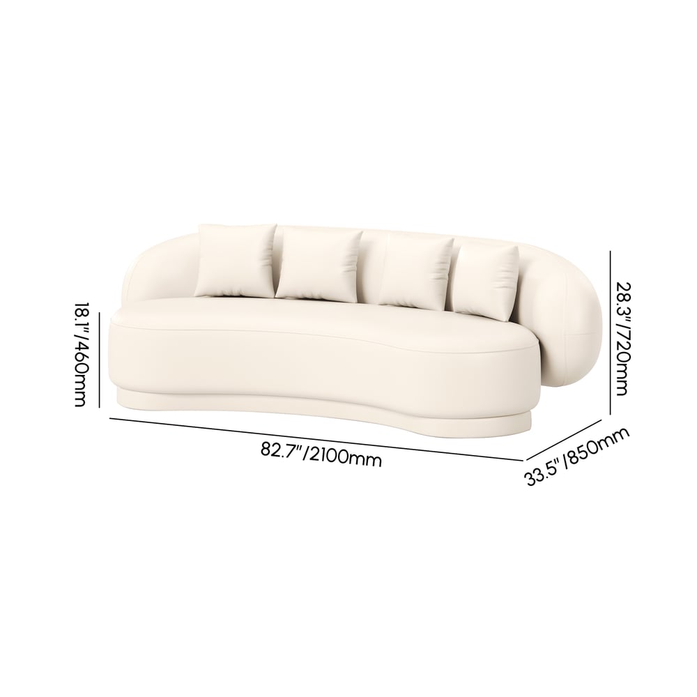 Suncurve Modern Leather Upholstered Sofa 3-Seater Sofa 82.7" weights dimensions image
