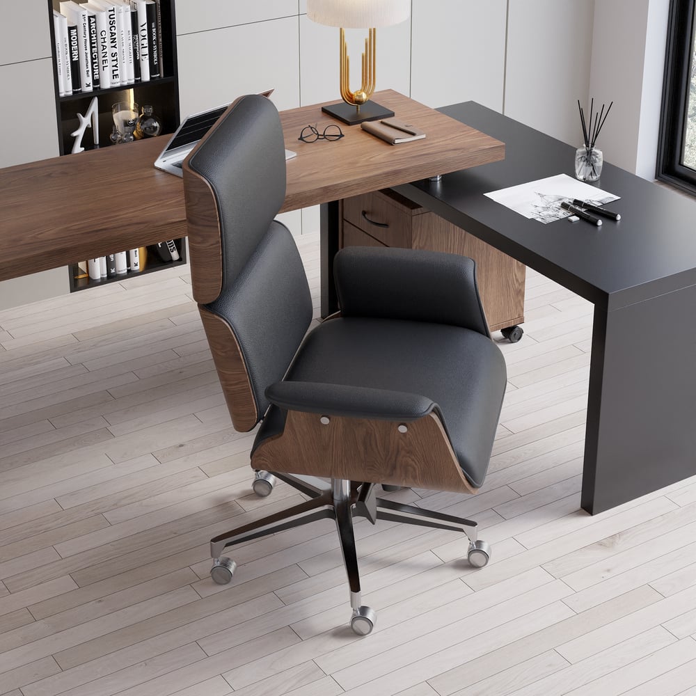 Questions and Answers for Black Wooden Adjustable Height Swivel Upholstered Desk Chair Home Office