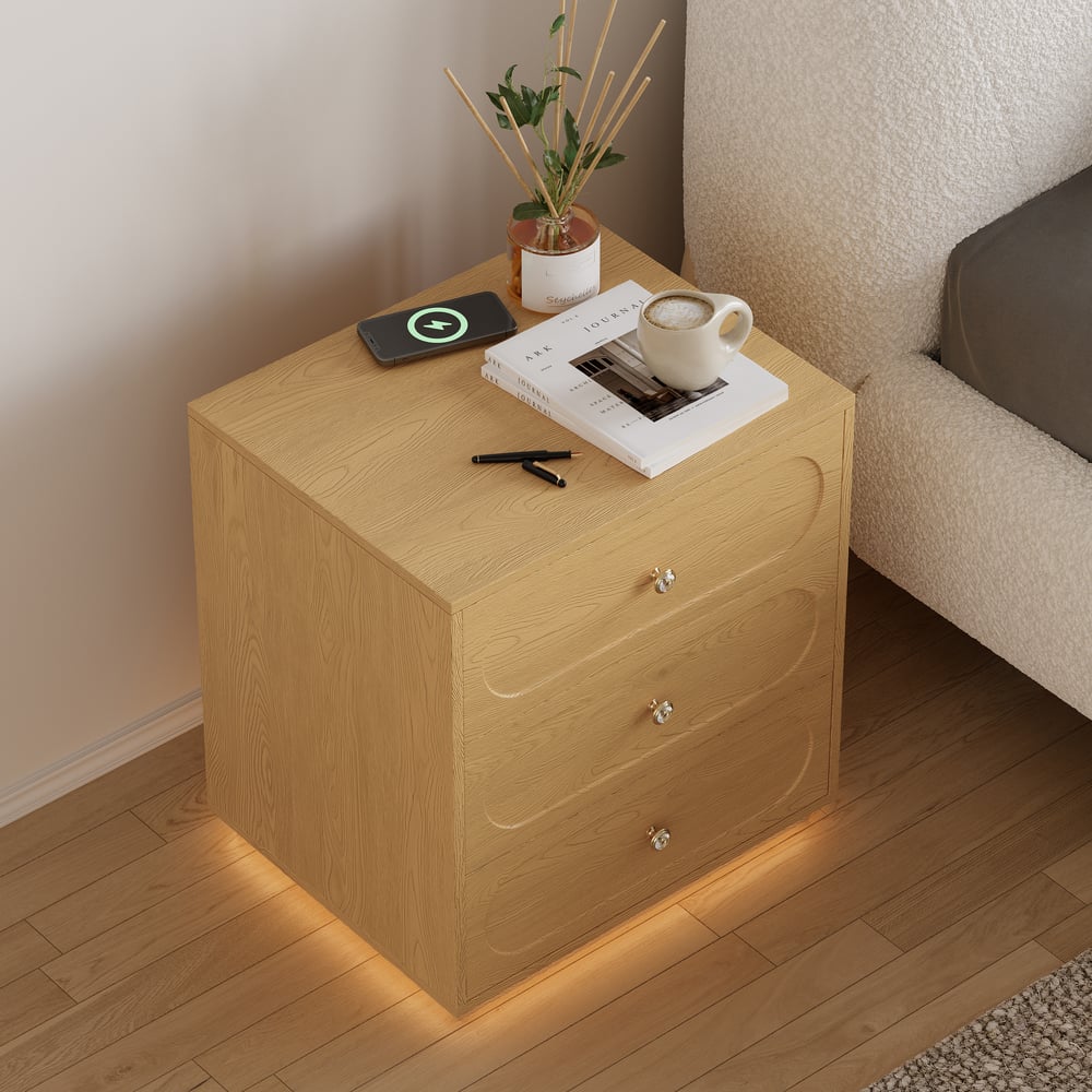 Avis Clients sur Table de chevet intelligente à LED flottante à 3 tiroirs Krila avec éclairage