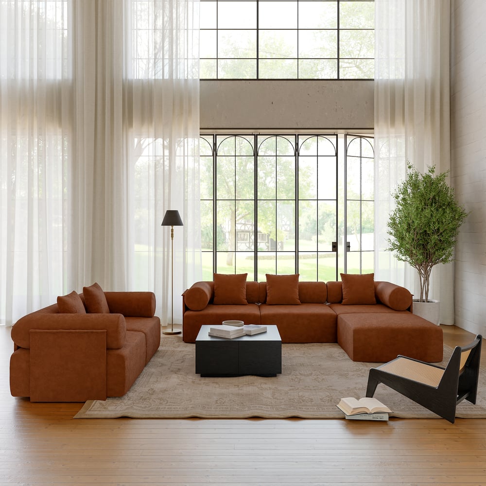 Domande e risposte per Sezionale a L in ciniglia modulare Serene, 2800 mm, 4 pezzi, con pouf