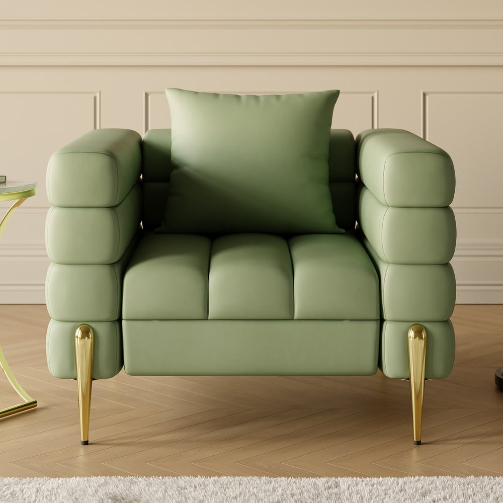 Questions et Réponses pour Fauteuil d'appoint rembourré en cuir Axial Performance au fini doré