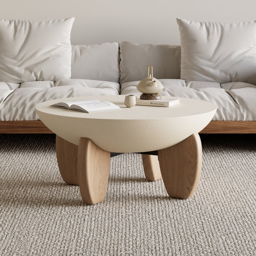 Recensioni dei clienti per Tavolino rotondo Curva in cemento con gambe in legno di frassino, 76 cm