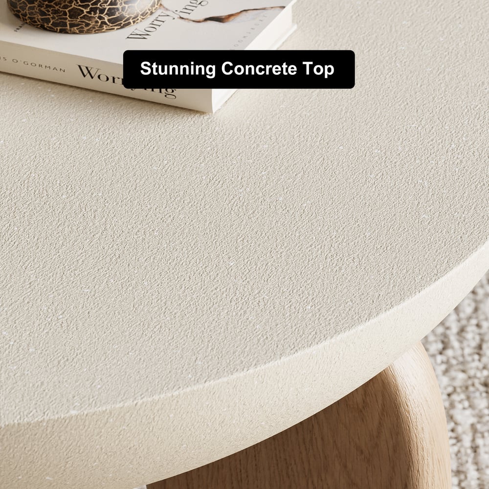 Questions and Answers for Curva 76 cm Round Concrete Coffee Table with Ash Wood Legs