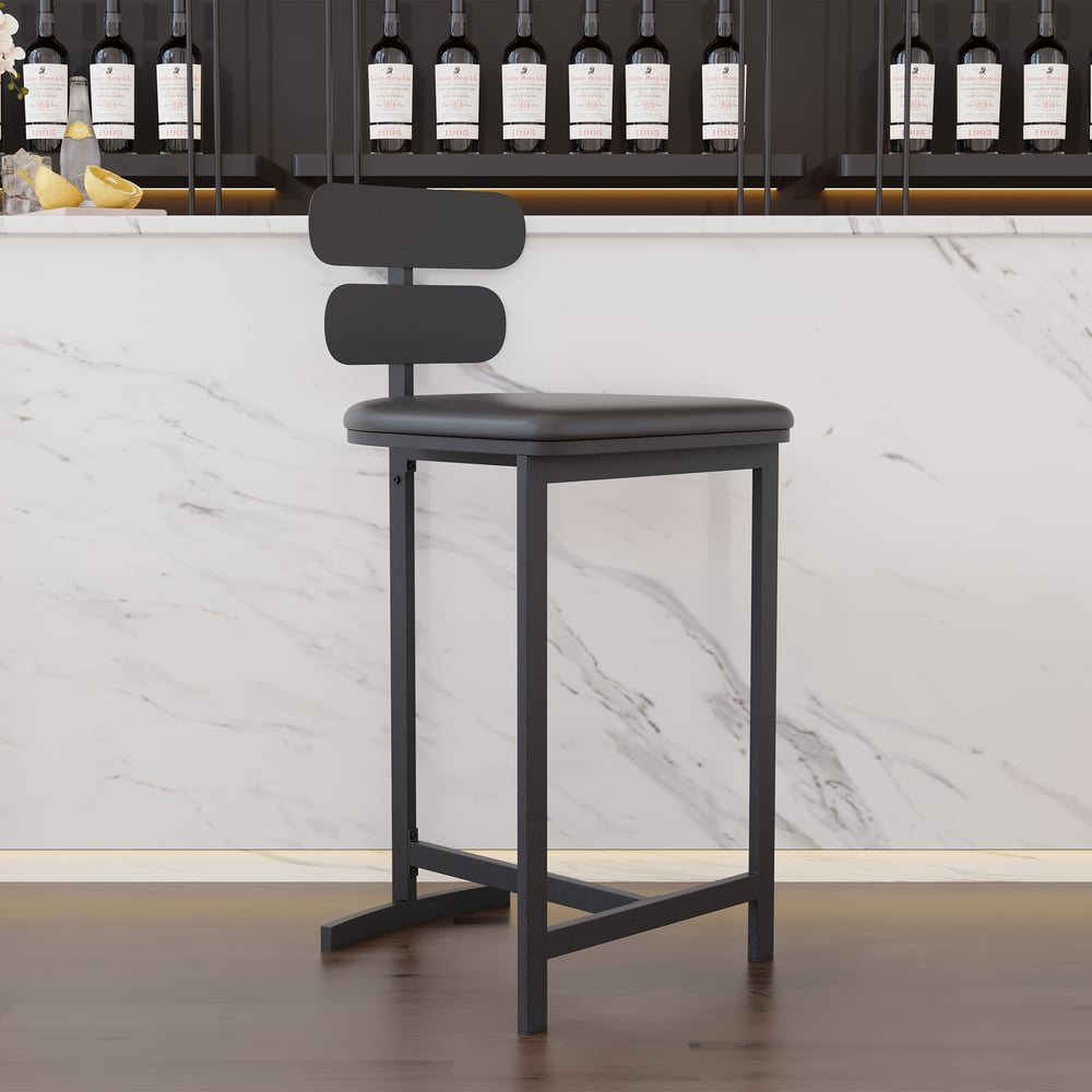 Perguntas e respostas para Bancos de balcão pretos modernos de couro PU com encosto, banquinho de cozinha para café da manhã